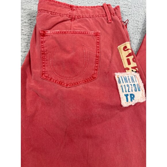 True Religion Mens 32 Geno Officer Chino Jeans Calamity Faded Red Retro 90s Y2K - Picture 13 of 14